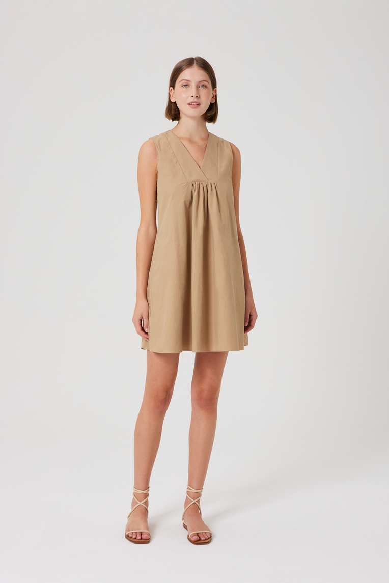 V-Neck Cotton Shift Dress