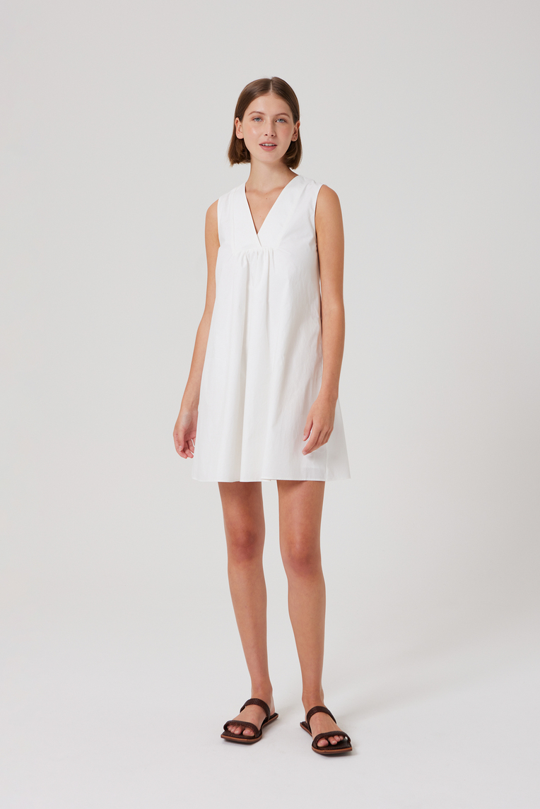 V-Neck Cotton Shift Dress