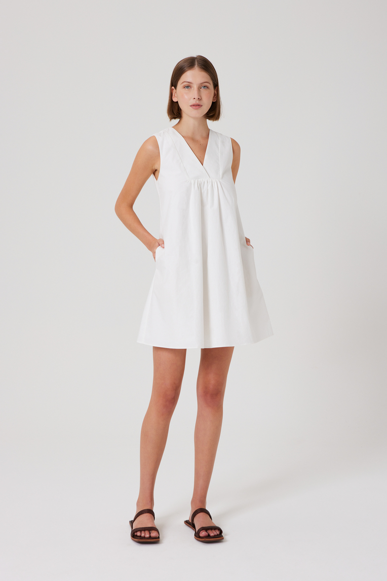 V-Neck Cotton Shift Dress