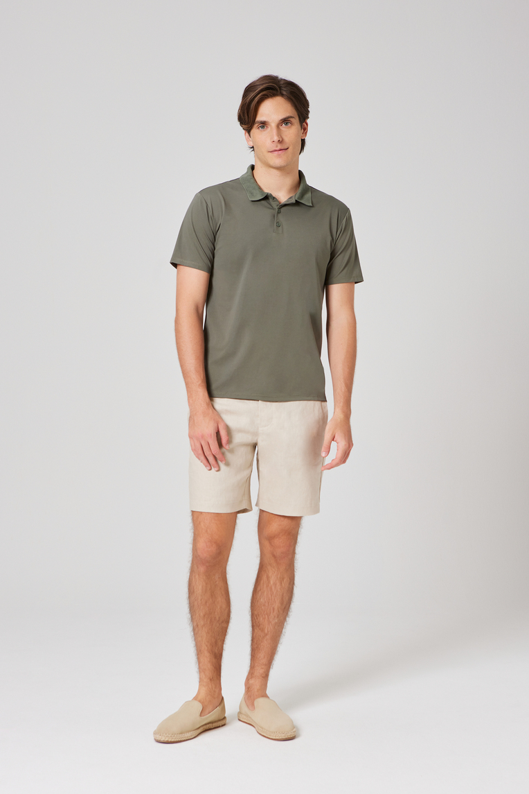 Rayon Button-Front Polo