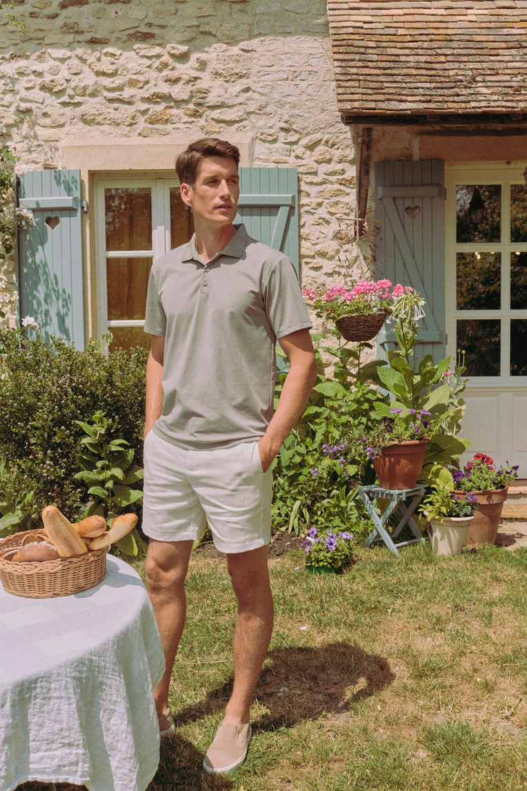 Rayon Button-Front Polo