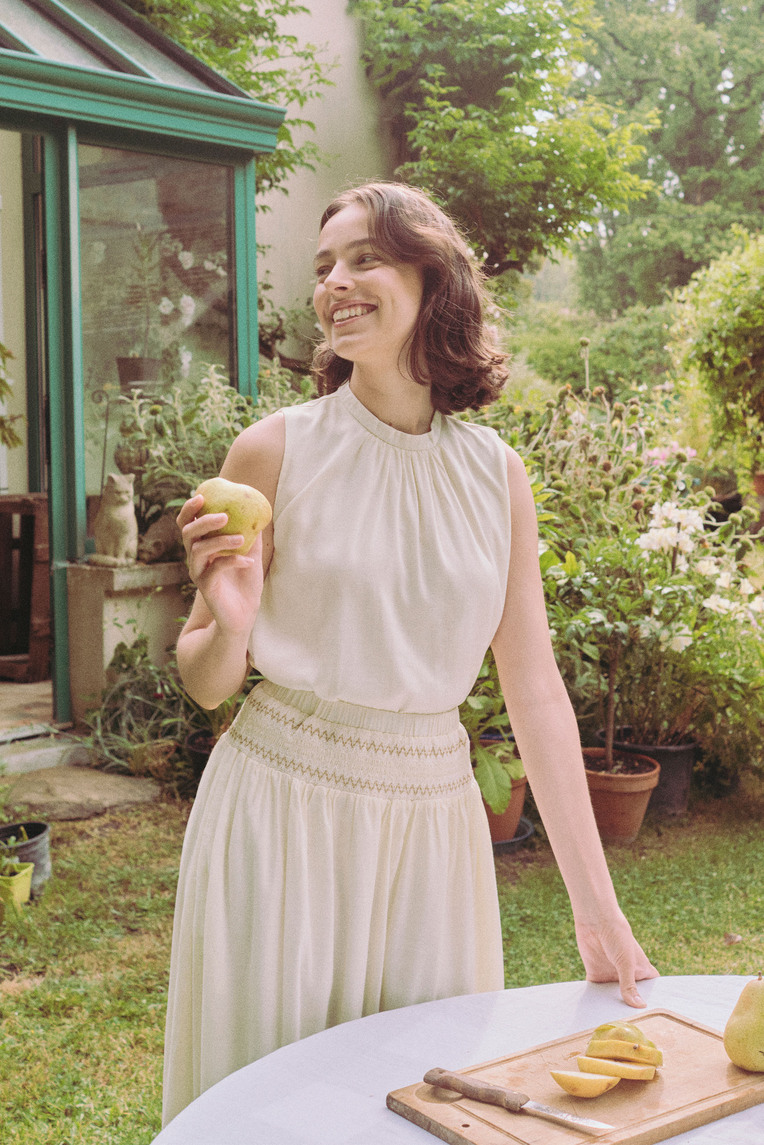 Lyocell Gathered Shift Top