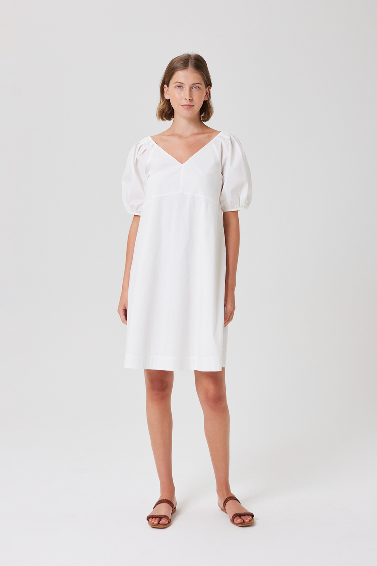 Cotton Puff-Sleeve Shift Dress