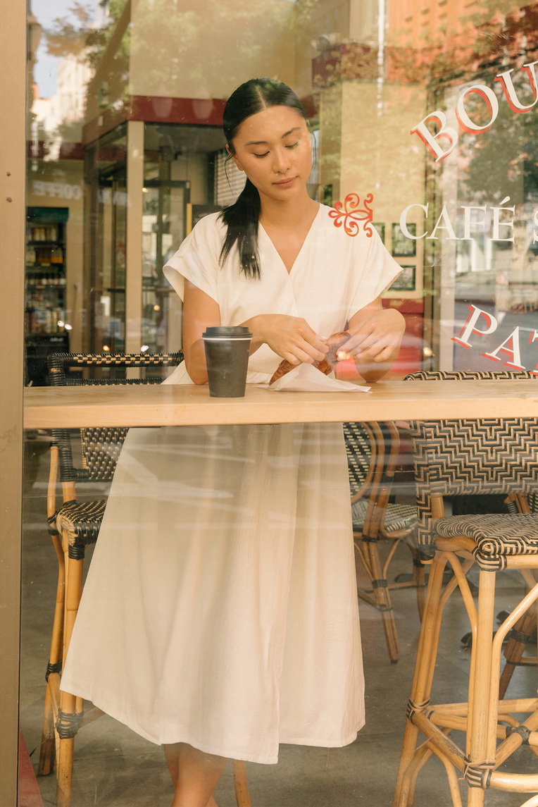 [Online Exclusive] Textured Rayon Wrap Dress