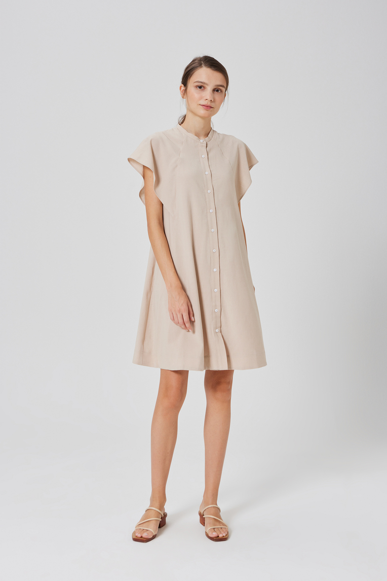 Rayon Flutter Sleeve Shift Dress