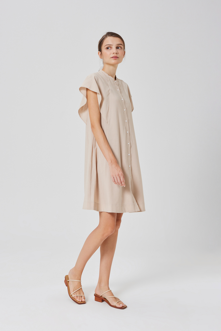 Rayon Flutter Sleeve Shift Dress