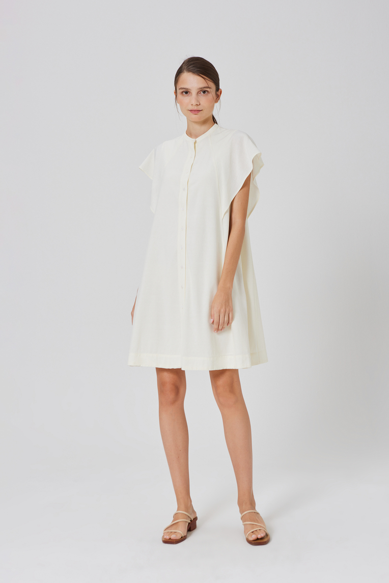 Rayon Flutter Sleeve Shift Dress