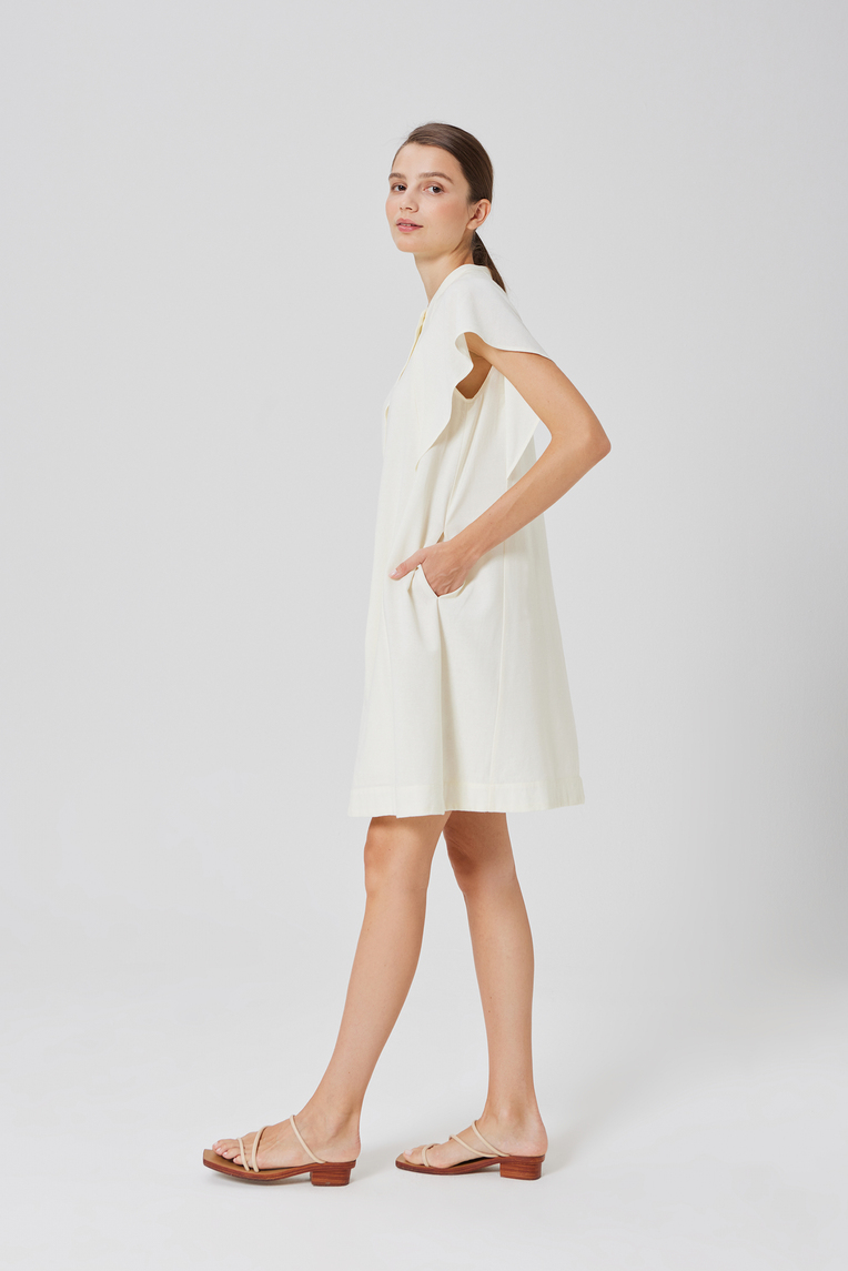 Rayon Flutter Sleeve Shift Dress
