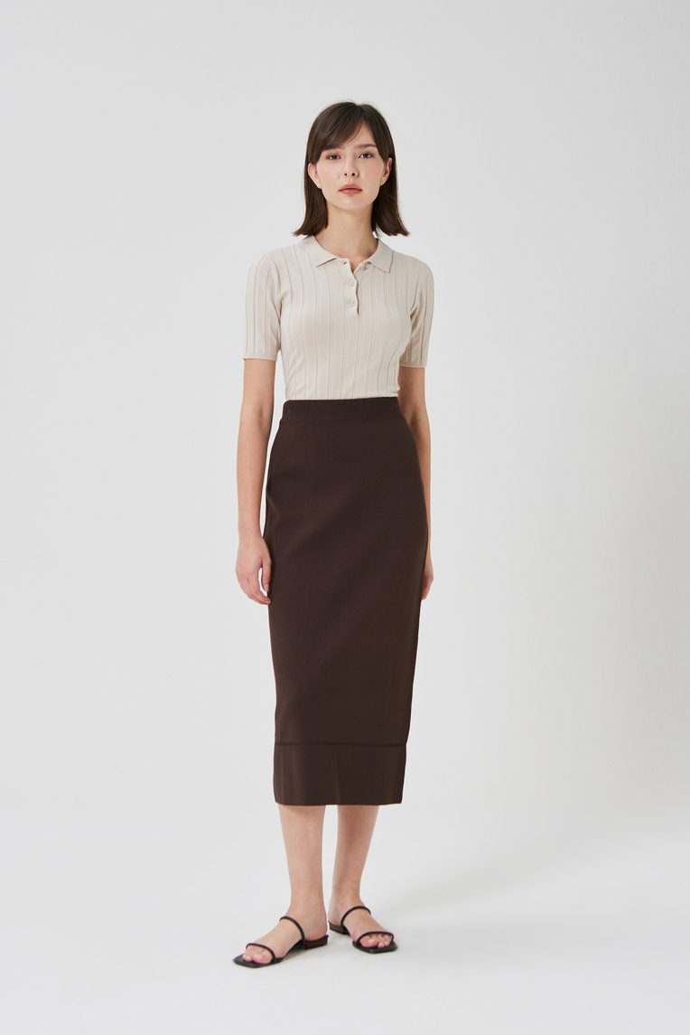 Broad-Hem Knit Skirt