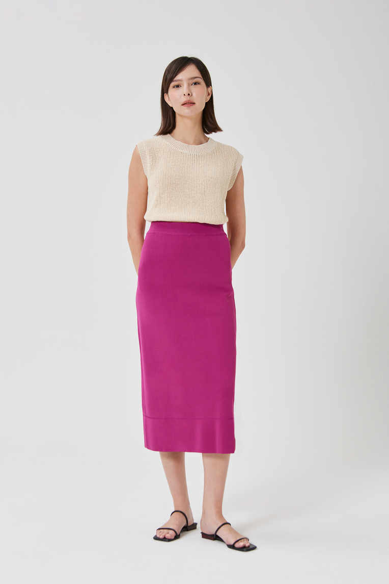 Broad-Hem Knit Skirt