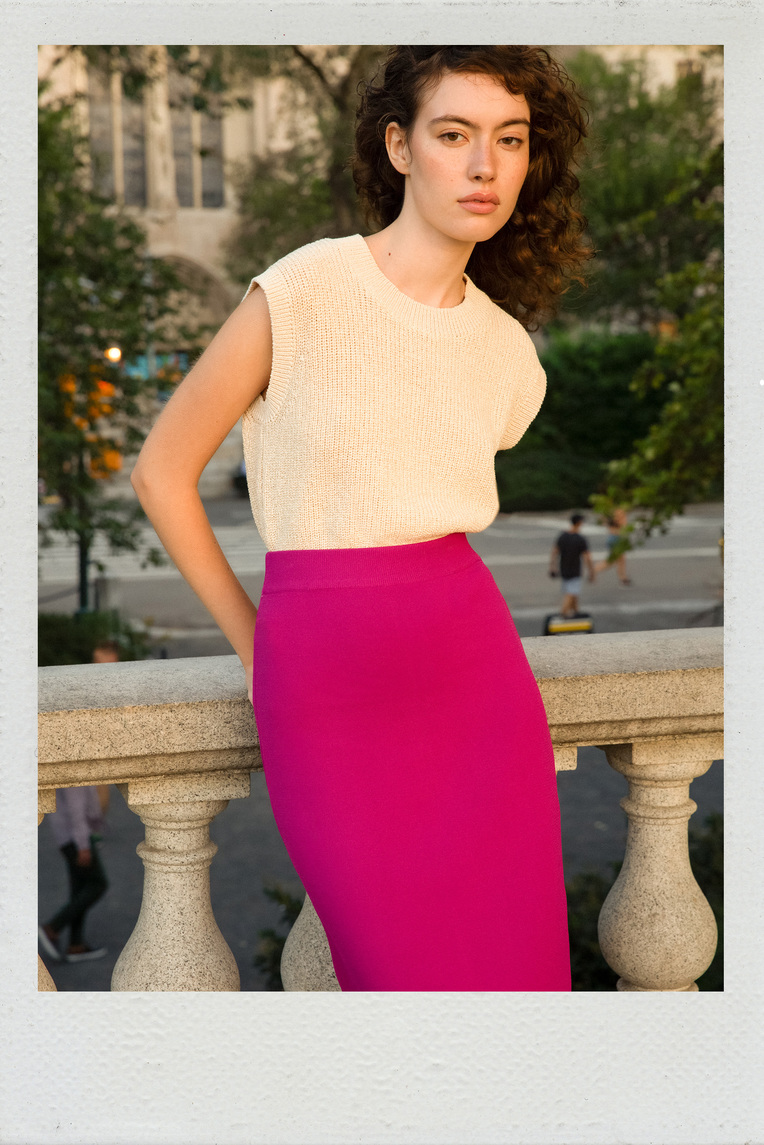 Broad-Hem Knit Skirt