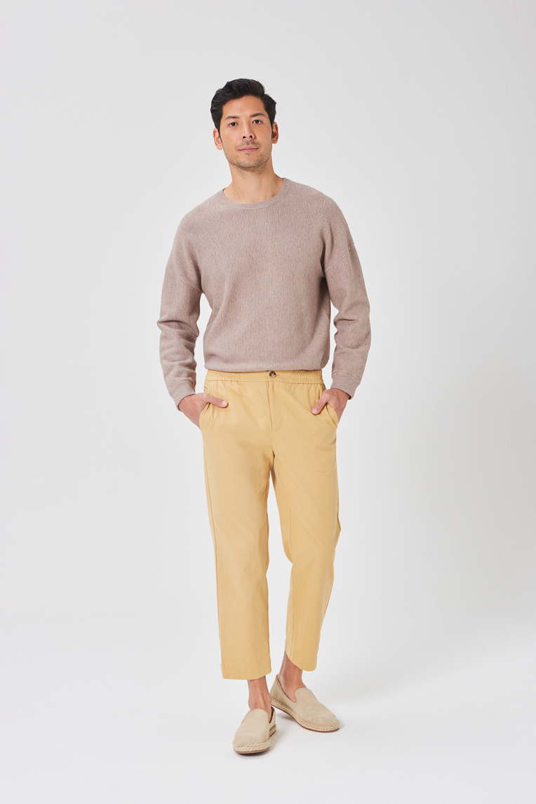 Buttoned-Cuff Straight Leg Trousers