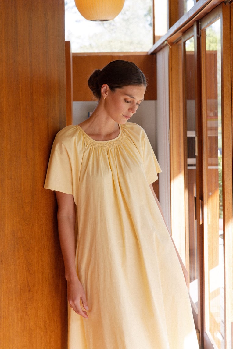 Smocked Cotton Midi Dress