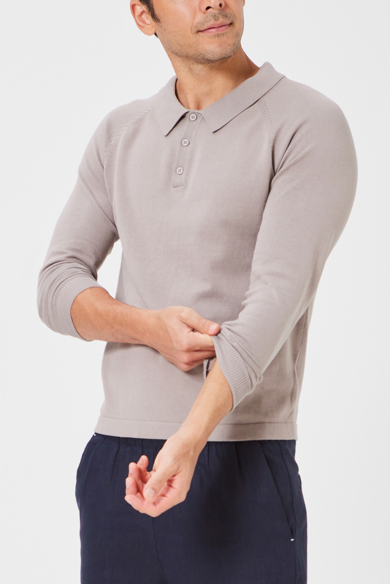 Long-Sleeve Knit Polo Sweater