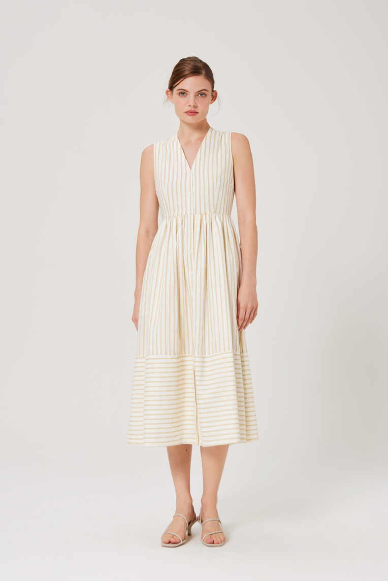 Striped Cotton Midi Dress