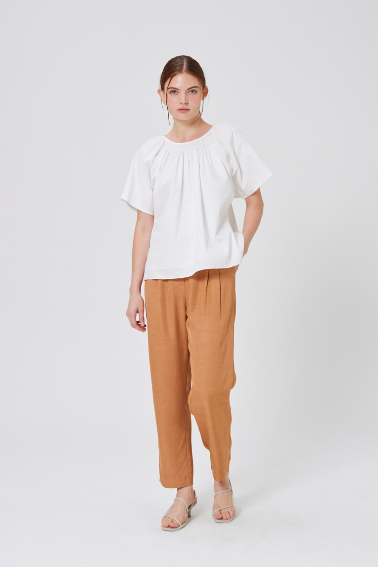 Textured Cotton Smocked Blouse