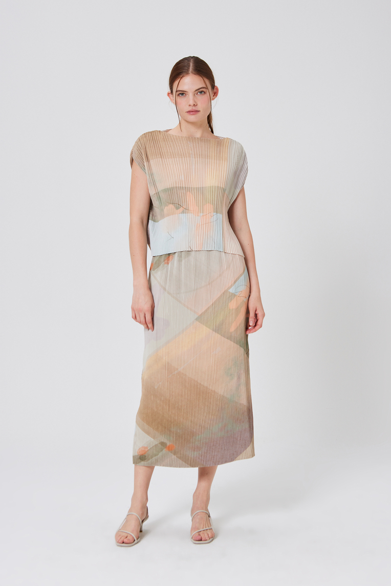 Frame Pleated Kaftan Top