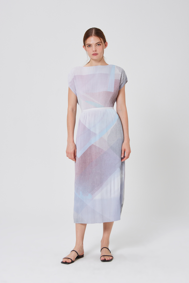 Frame Pleated Column Midi Skirt