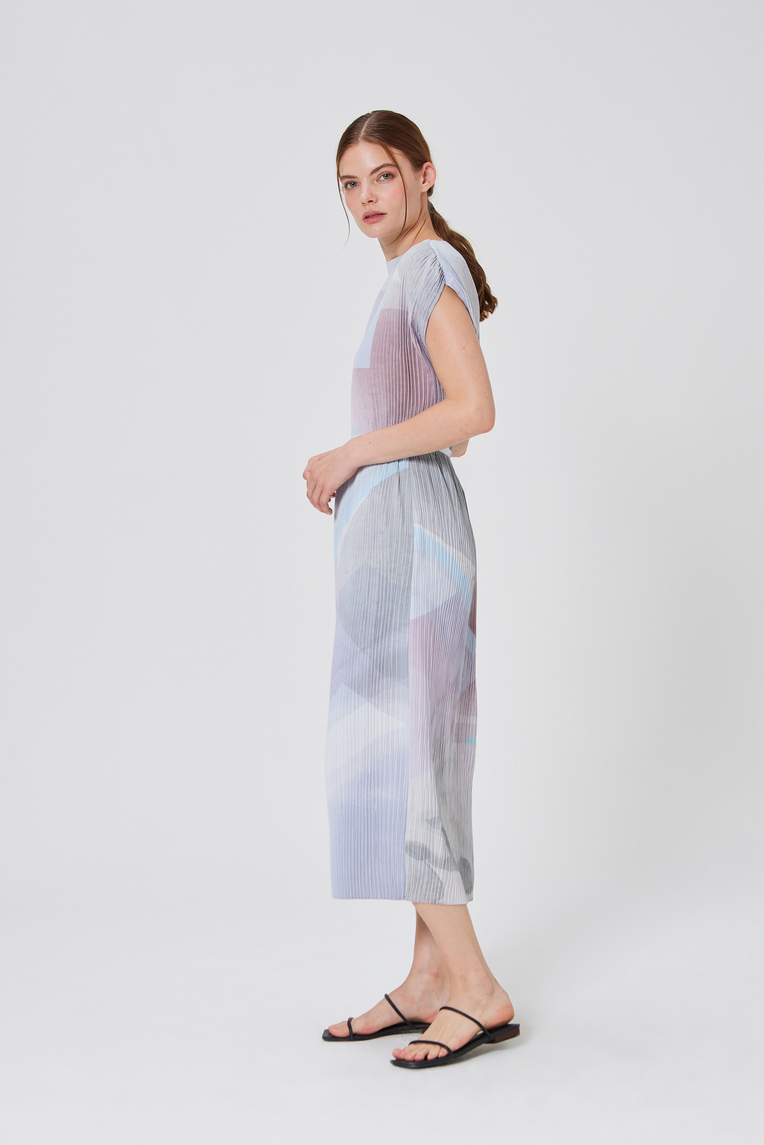 Frame Pleated Column Midi Skirt