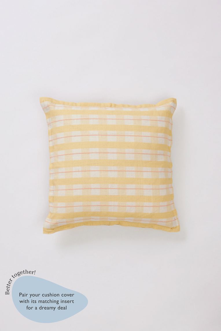Embroidered Plaid Cushion Cover