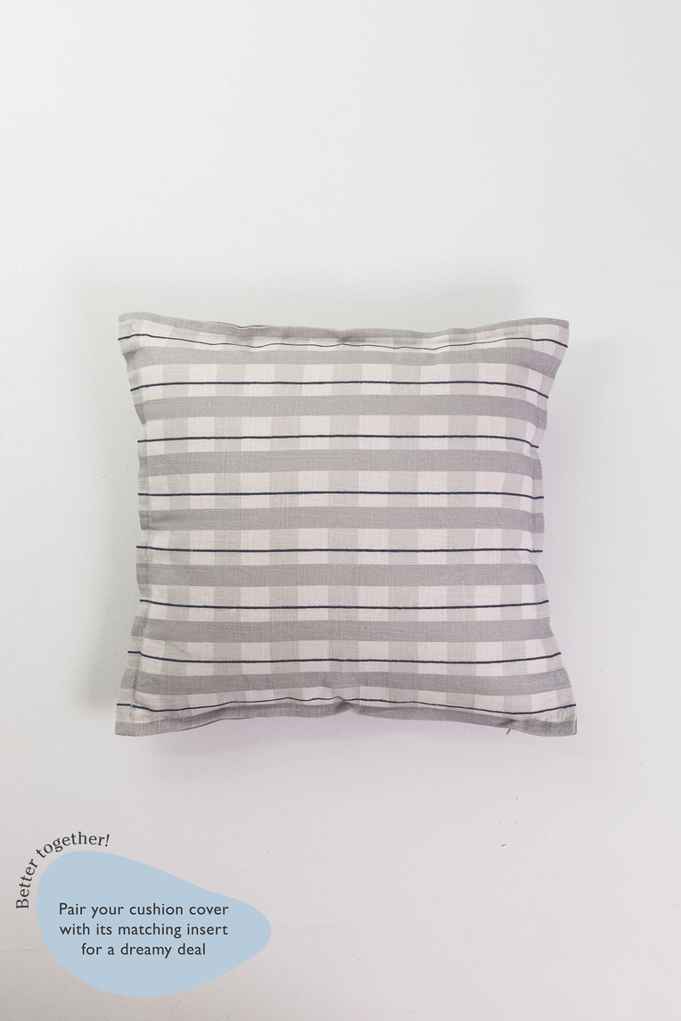 Embroidered Plaid Cushion Cover