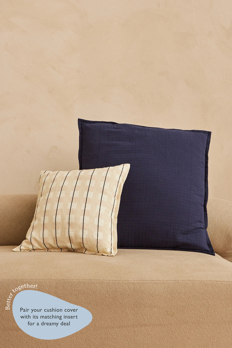 Embroidered Plaid Cushion Cover