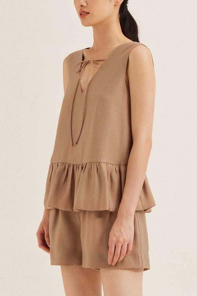 Textured Two-Way Peplum Top