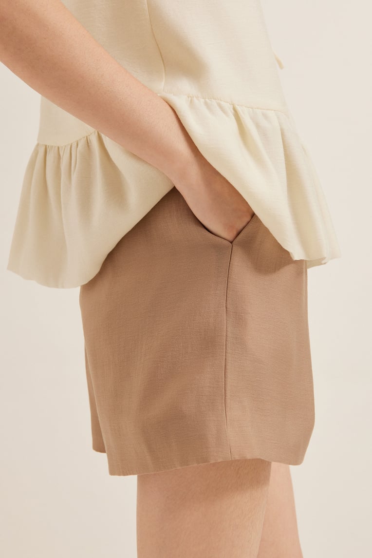 Textured High-Waisted Rayon Shorts