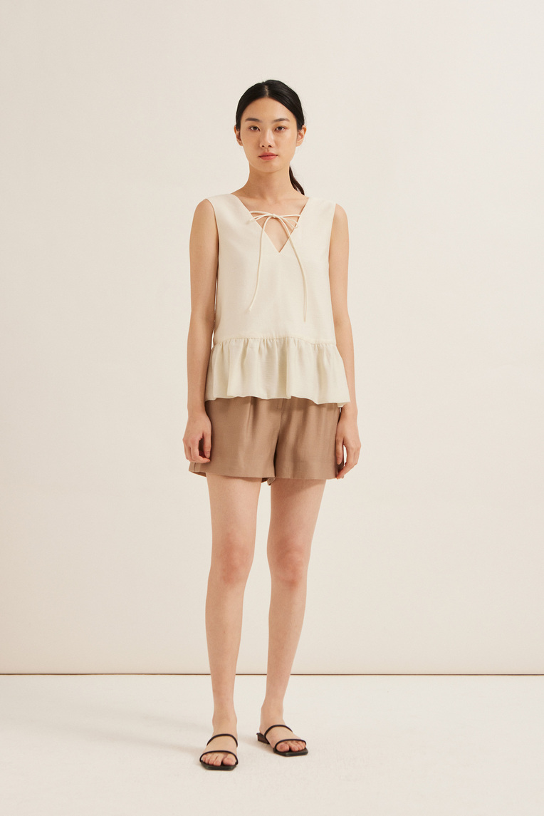 Textured High-Waisted Rayon Shorts