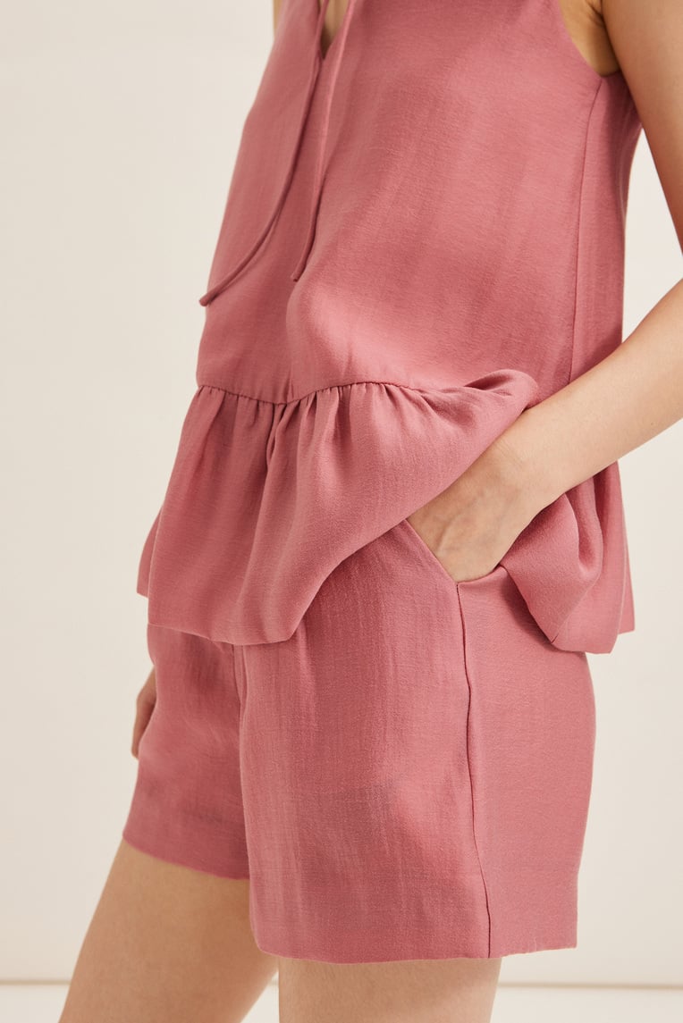 Textured High-Waisted Rayon Shorts