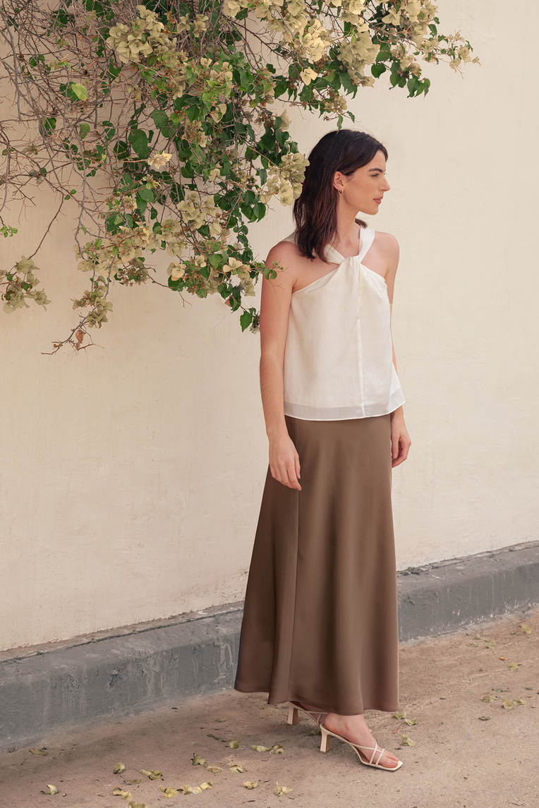 Satin-Finish Slip Skirt