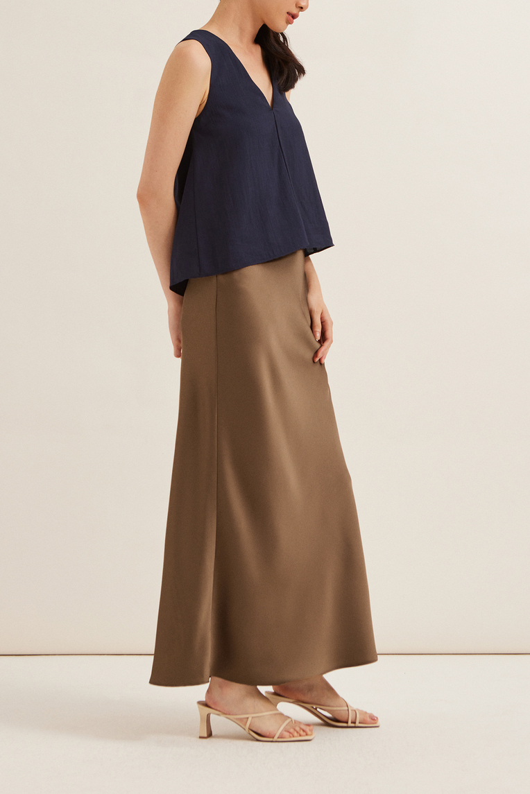 Satin-Finish Slip Skirt
