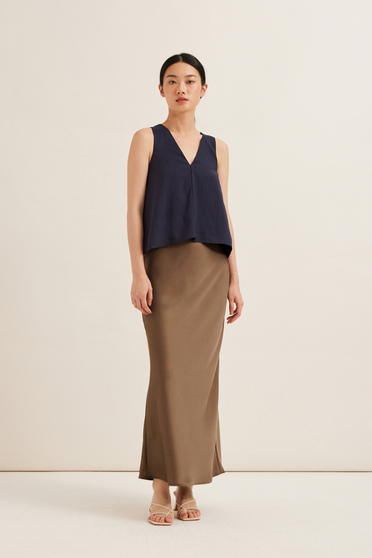 Satin-Finish Slip Skirt