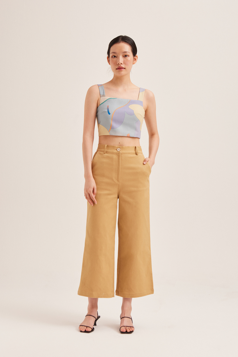 Cotton Twill Flare Pants