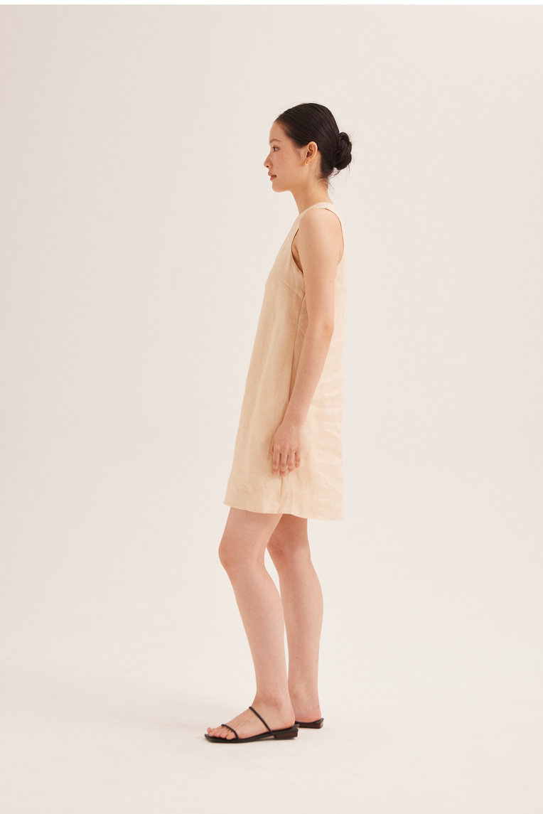 Linen Button-Down Shift Dress