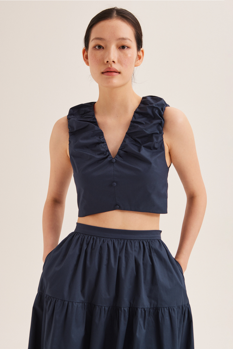 Cotton Gathered Crop Top