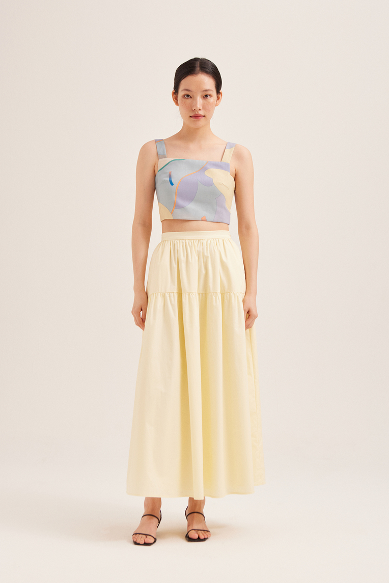 Cotton Gathered Maxi Skirt