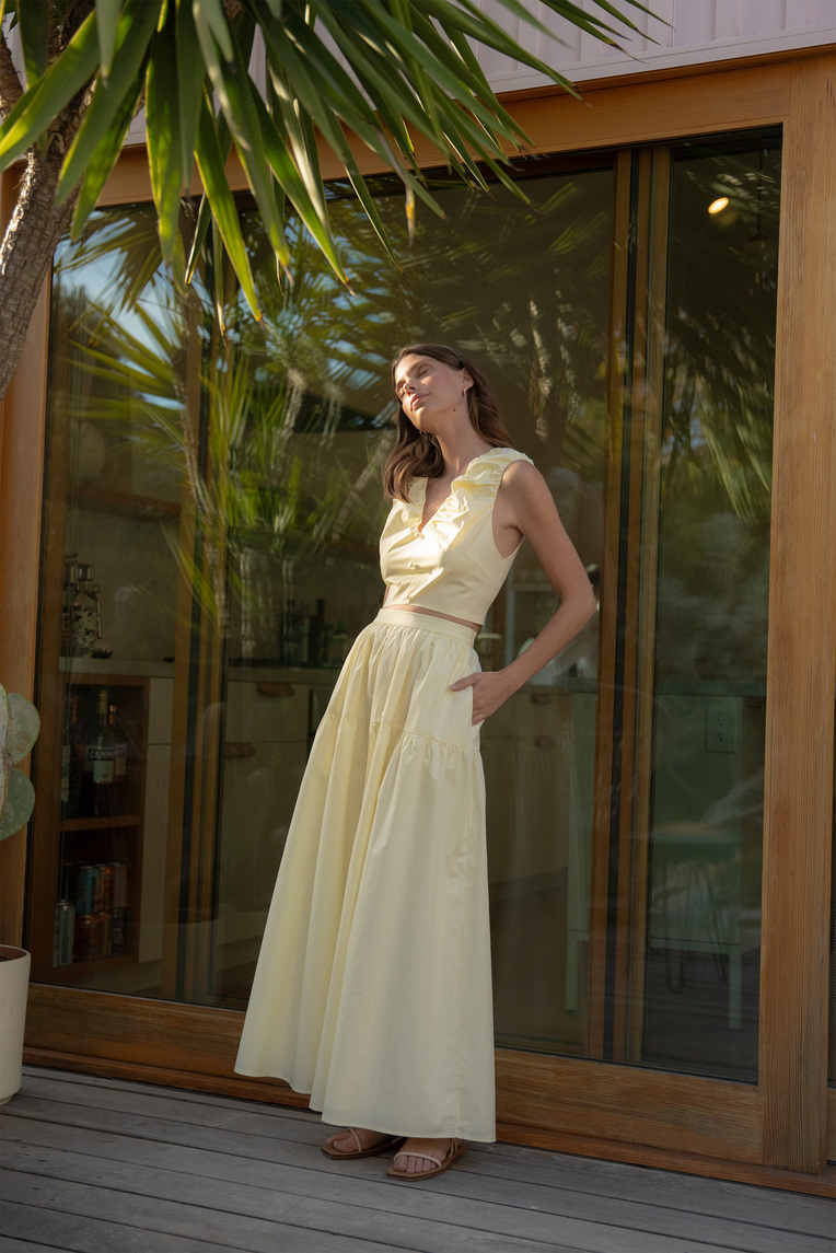 Cotton Gathered Maxi Skirt