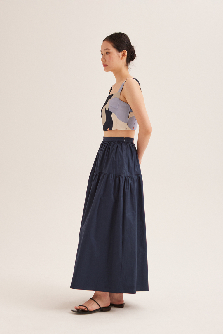 Cotton Gathered Maxi Skirt
