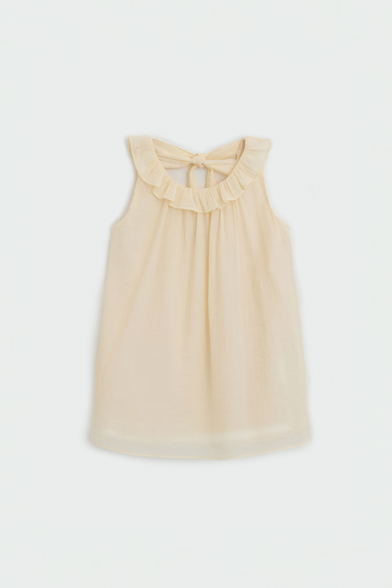 Textured Ruffle Tie-Back Dress