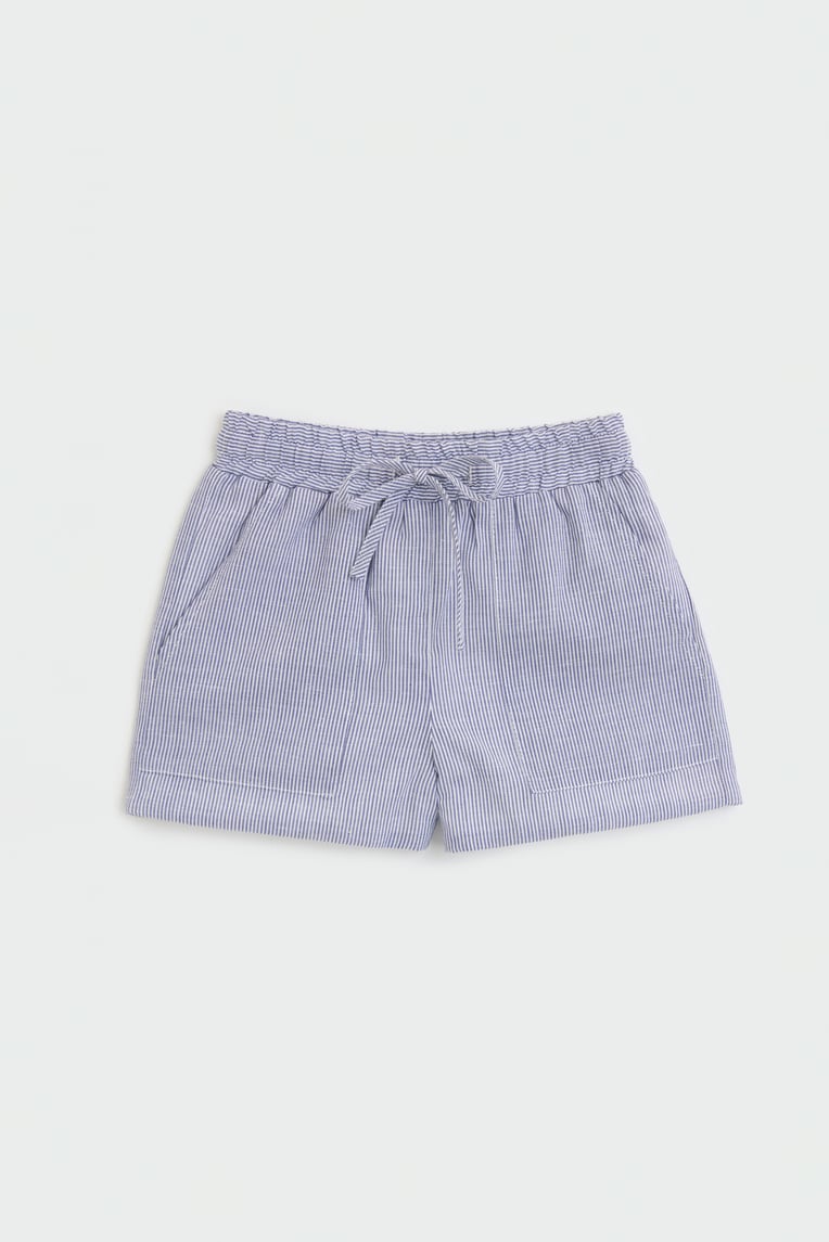 Striped Cotton Drawstring Shorts