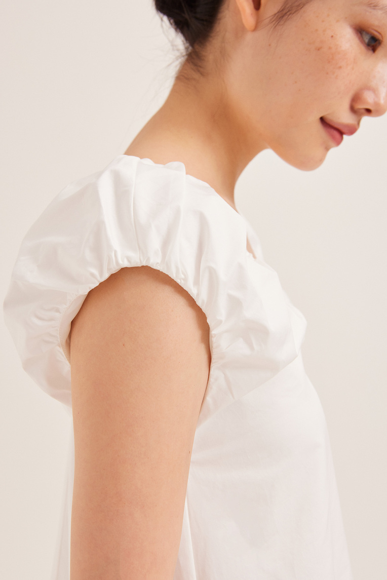 Gathered Cotton Shift Dress