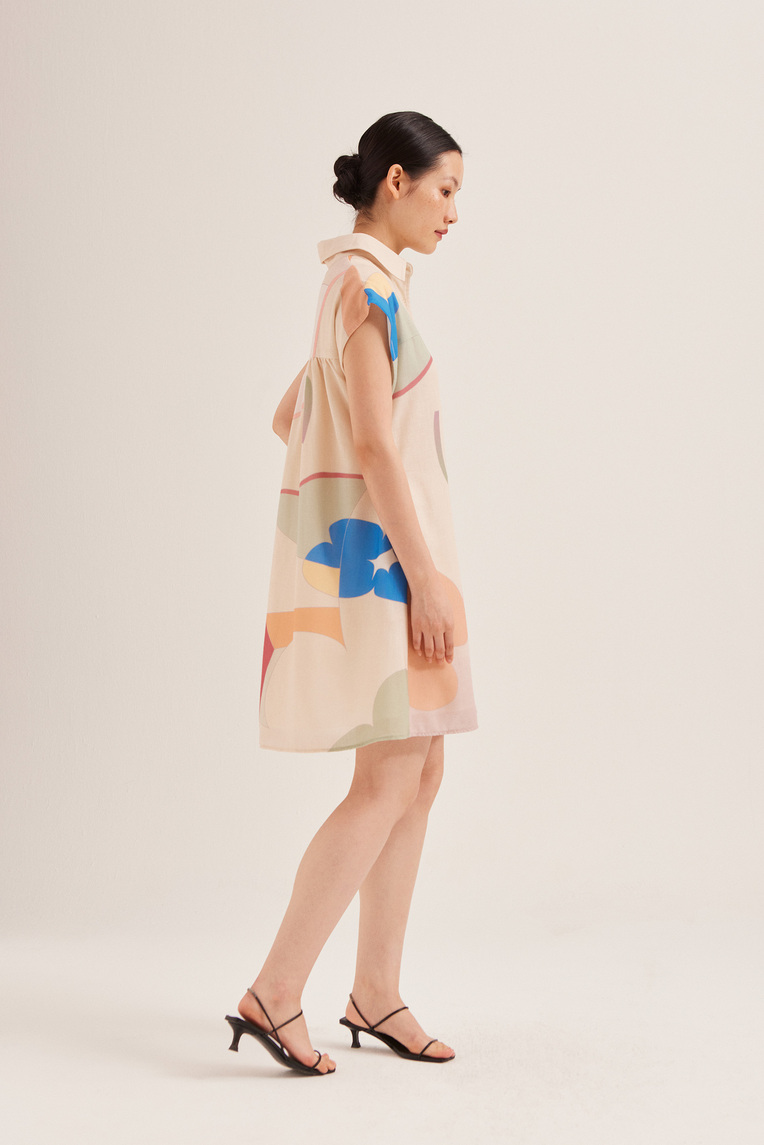 Fairground Gathered Shirt Dress