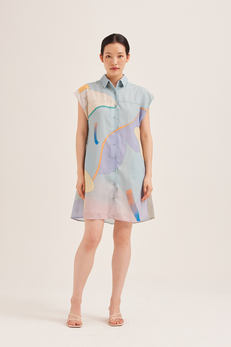 Fairground Gathered Shirt Dress