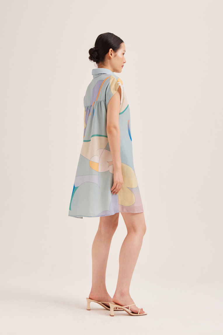 Fairground Gathered Shirt Dress
