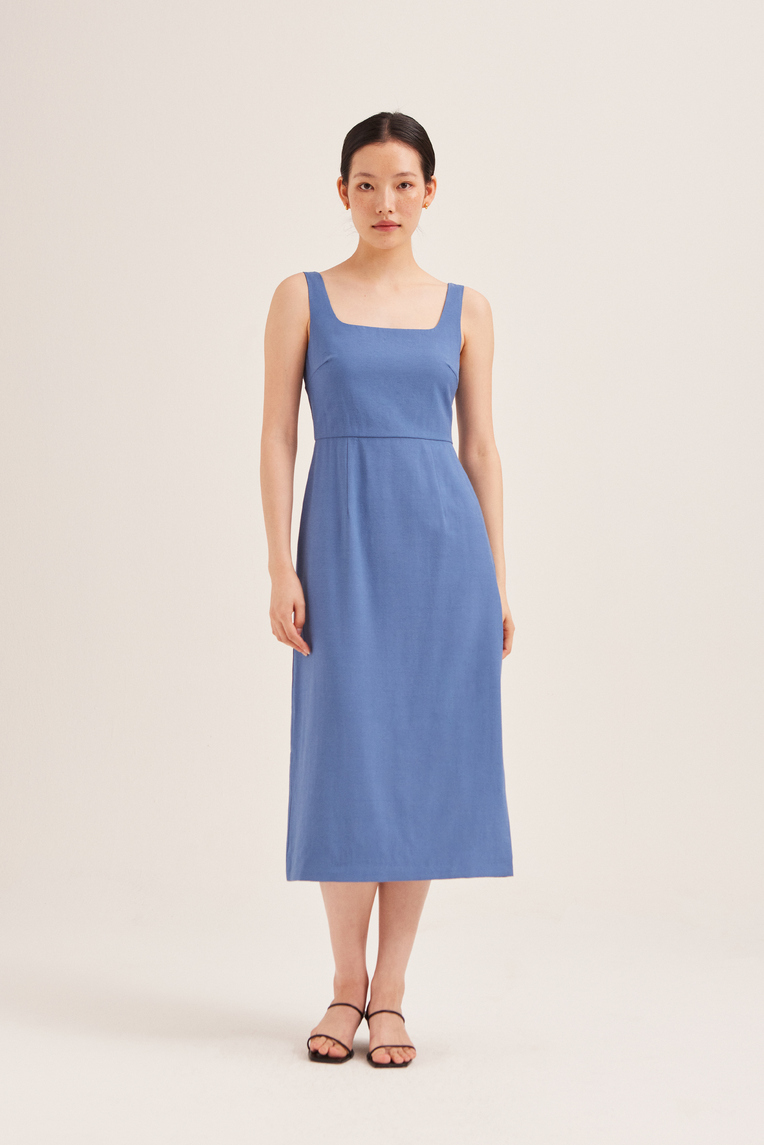 Rayon Low-Back Midi Dress