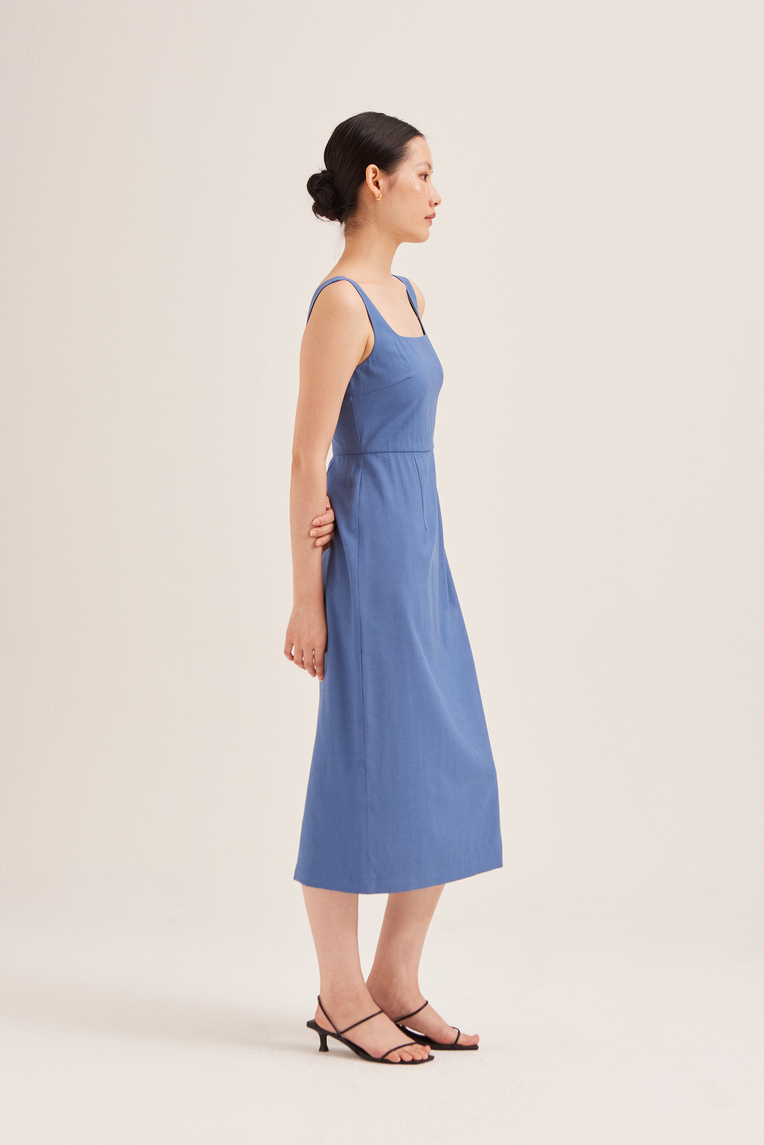 Rayon Low-Back Midi Dress