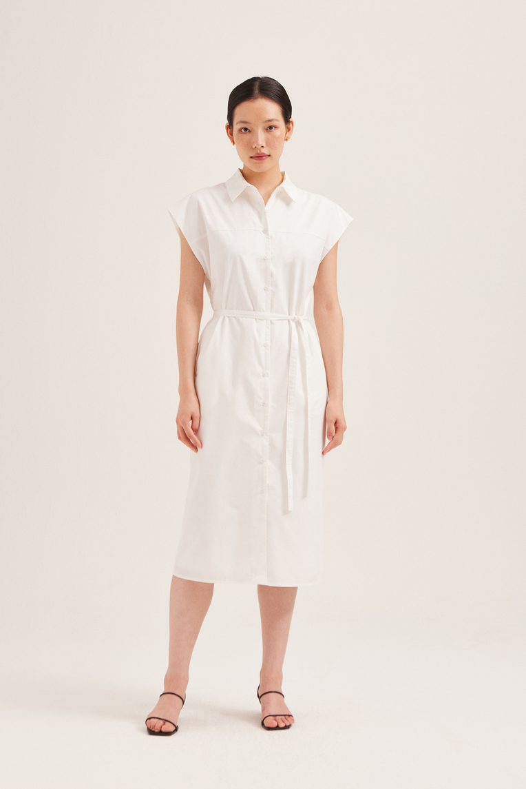 Cotton Button-Down Midi Shirt Dress