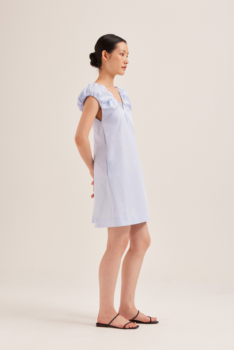 Gathered Cotton Shift Dress