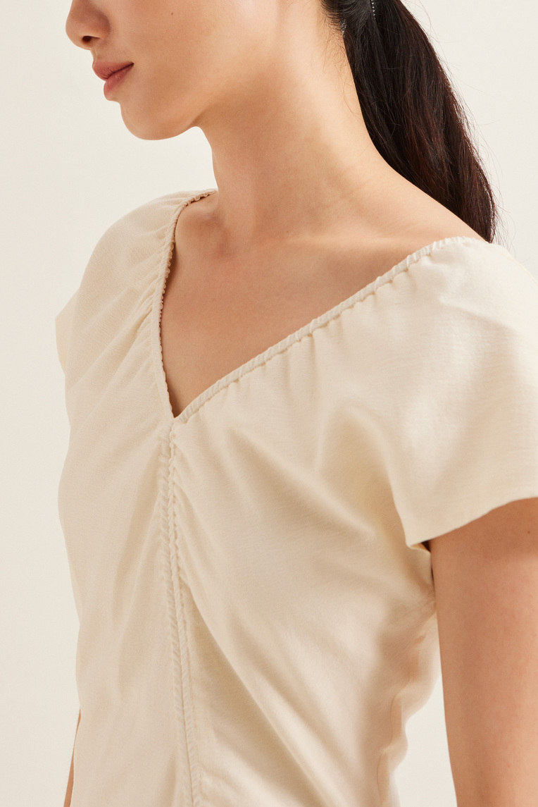 V-Neck Ruched Midi Dress